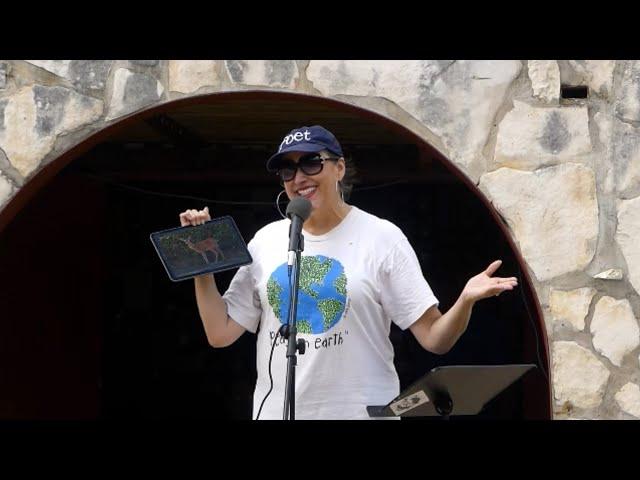 Janet Kuypers’ 4 animal-themed poems on stage for 2024 Animal Tales on 4/27/24, Salado, TX PL FZ300.