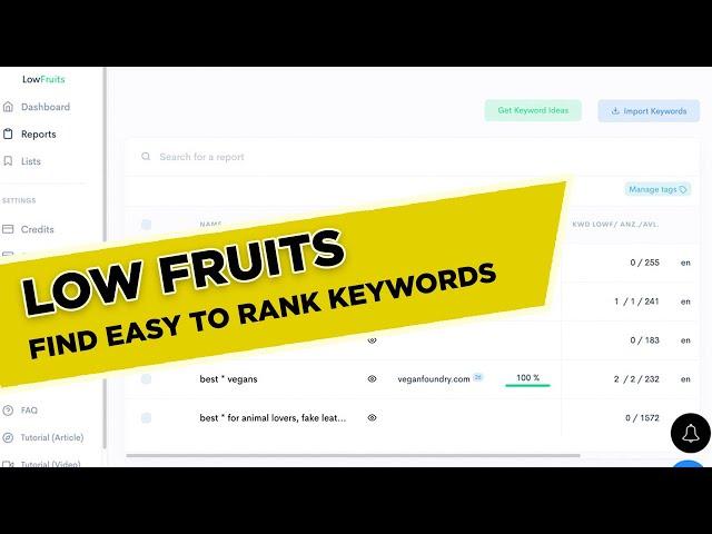 LowFruits Keyword Research Tool Tour: Find Easy To Rank Keywords Fast!