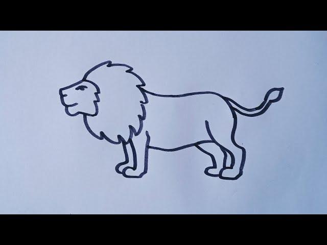 How to draw a Lion/easy drawing step by step/lion outline drawing tutorial