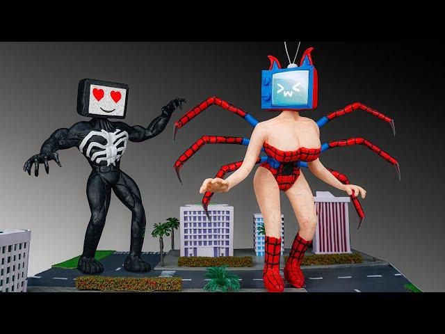  Making SPIDER TV WOMAN vs VENOM TV MAN Love Story with Polymer Clay [ Skibidi Toilet ]