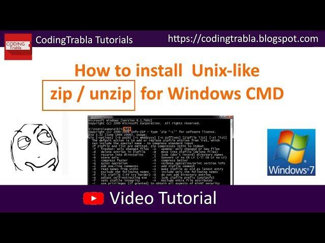 Install Unix-like zip / unzip for Windows CMD byAO