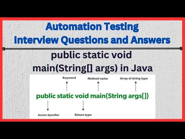 public static void main(String[] args) method in Java : SDET Automation Testing Interview