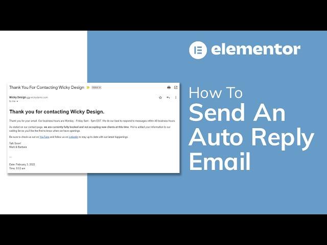 How To Send An Auto Response Email (Elementor Pro)