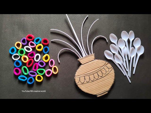 Unique Wall Hanging Craft Using Waste Spoons | Best Out Of Waste Cardboard | Home Decoration Ideas