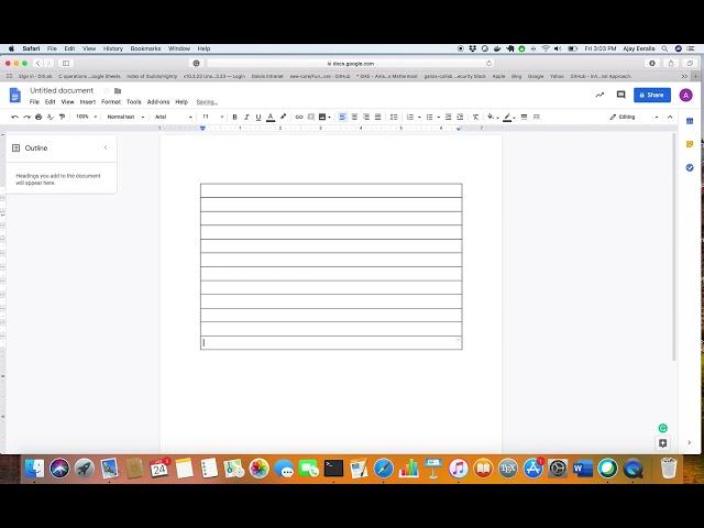 Insert multiple rows quickly google docs