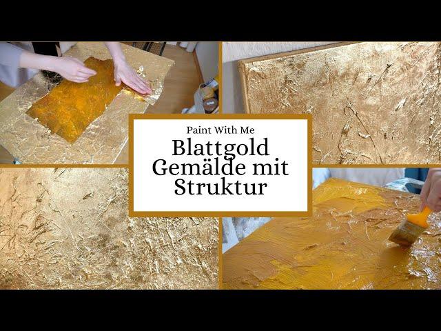 Goldenes Luxus Gemälde  Für Anfänger geeignet, abstrakte DIY Kunst mit Blattgold und Strukturpaste