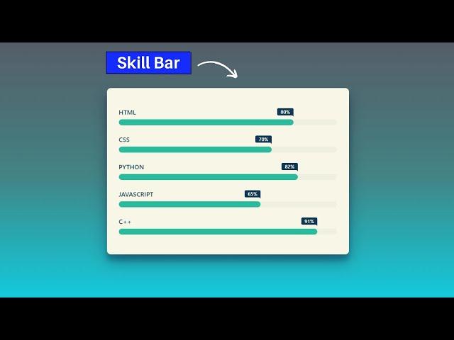 Create Animated Skill bar using HTML CSS - progress bar