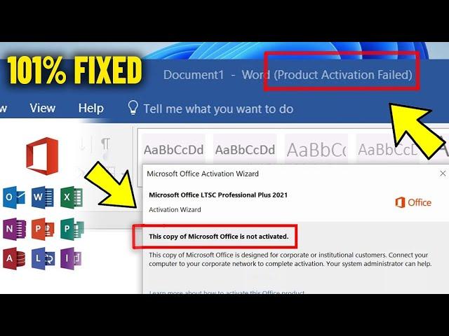 This copy of Microsoft office is not activated - Product Activation Failed in Ms Office & 365 - Fix