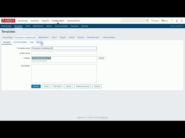 Free disk space less than n GB, Zabbix