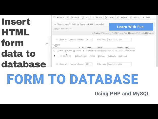 How to insert Html Form Data into database post method using PHP and MySQL