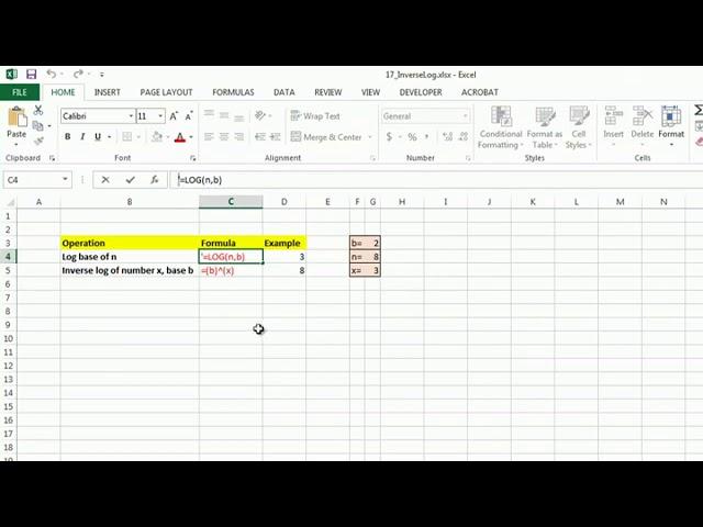 How to Use the Inverse Log Function in Excel