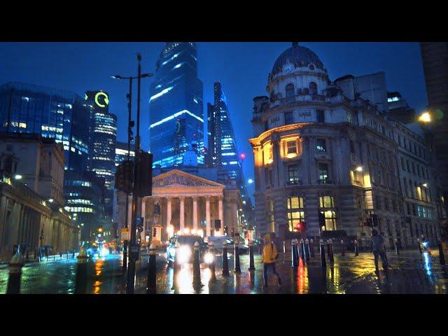 Rainy London Dawn Walk - Waterloo, City of London, Spitalfields & Shoreditch