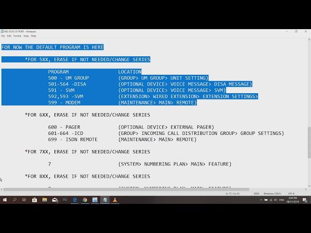 PANASONIC NS300 EXTENSION ADJUSTMENT PROGRAMMING