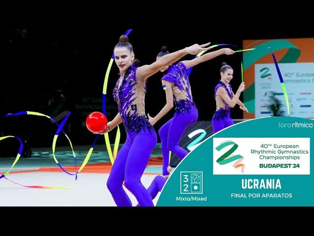 Ucrania/Ukraine - 3 Cintas 2 Pelotas/3 Ribbons 2 Balls - FINAL - Budapest EC 2024