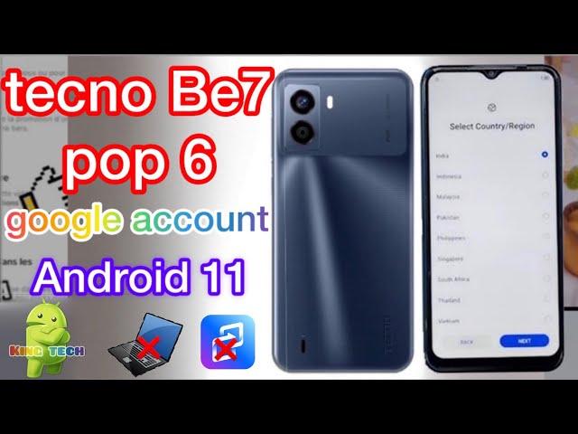 frp bypass compte google tecno be7 (pop6) Android 11 new update