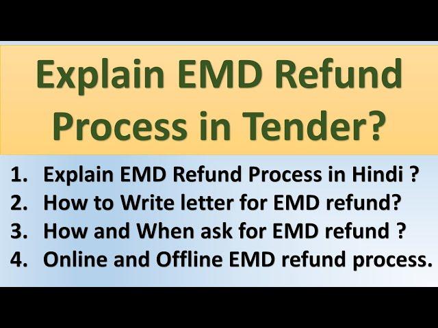 EMD refund process | How to write letter for EMD refund | How to Ask EMD refund from Client