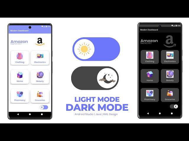 How to Implement Dark Mode Theme in Android Studio | Custom Switch | Modern Dashboard