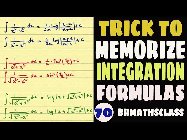 INTEGRATION FORMULAS || HOW TO MEMORISE INTEGRATION FORMULAS || FORMULAS || INTEGRATION