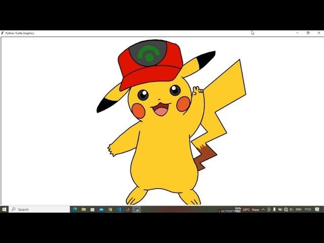 Drawing Pikachu using Python Turtle only | Pikachu - Python Programming