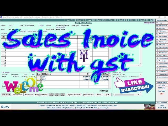 How to create sales invoice in busy,create sales voucher in busy 18,invoice with gst Part 15