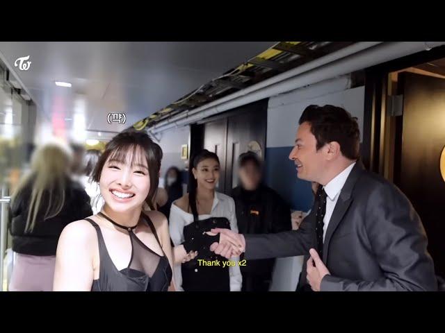 twice reaction meeting jimmy fallon and kelly clarkson * ft. michaeng moment*