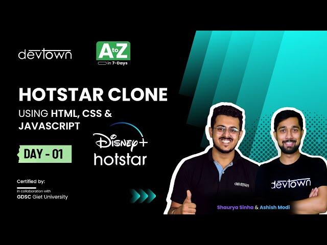 [LIVE] DAY 01 - Hotstar Clone using HTML, CSS & JavaScript | COMPLETE in 7 - Days