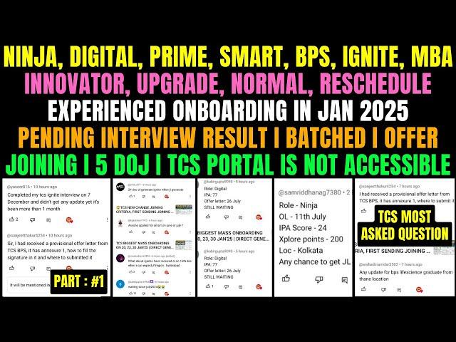 Part #1: TCS Jan Mass Onboarding | Ninja Digital Prime Smart, Ignite, BPS Joining in Jan | 5 New DOJ