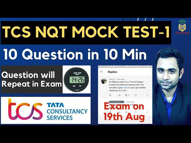 TCS NQT Mock test Based on Latest Pattern | TCS 10 Questions in 10Min Challenge