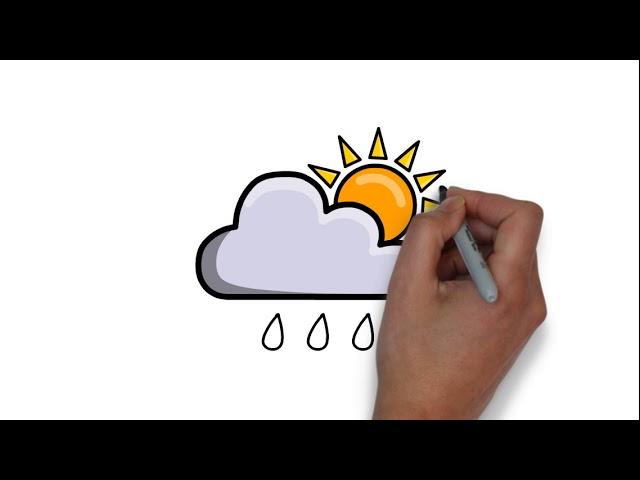 Как нарисовать небо солнце с улыбкой поэтапно | How to draw a cartoon sun step by step