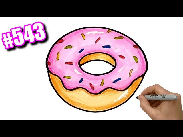 Как нарисовать красивый Пончик Donut простым способом. Рисуноки для срисовки №543