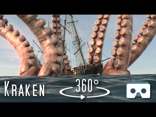 360 Kraken eats a Ship: Virtual Reality Sea Monsters scary 360 Video for VR Box, Oculus Go, Gear VR