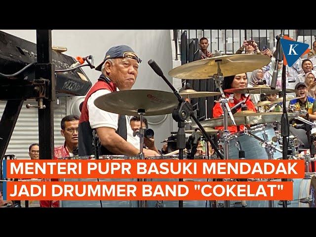 Aksi Menteri PUPR Basuki Main Drum Bareng Band Cokelat