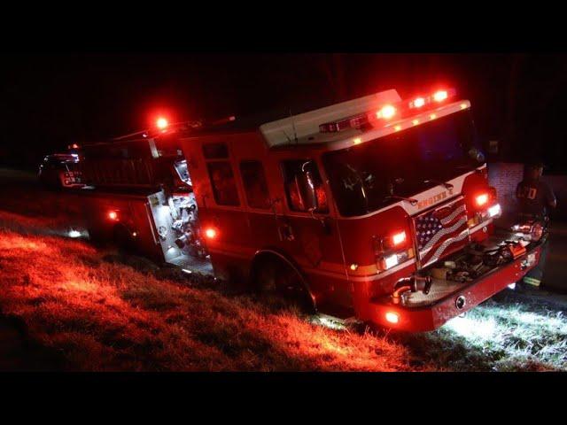 Indianapolis firetruck goes off-road while responding to north side apartment fire