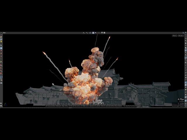 PYRO || Large-Scale Explosion - Trail   -  Houdini - ( HIP File Free  )