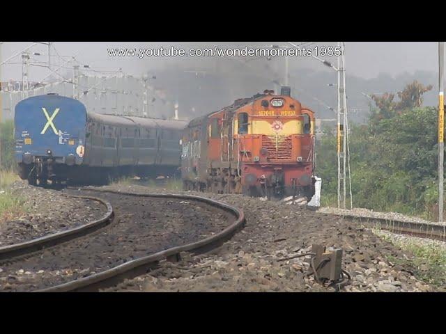 GTL WDM3A Twins Headed Rajkot Express Xing With WDP4D Narayanadri Express.