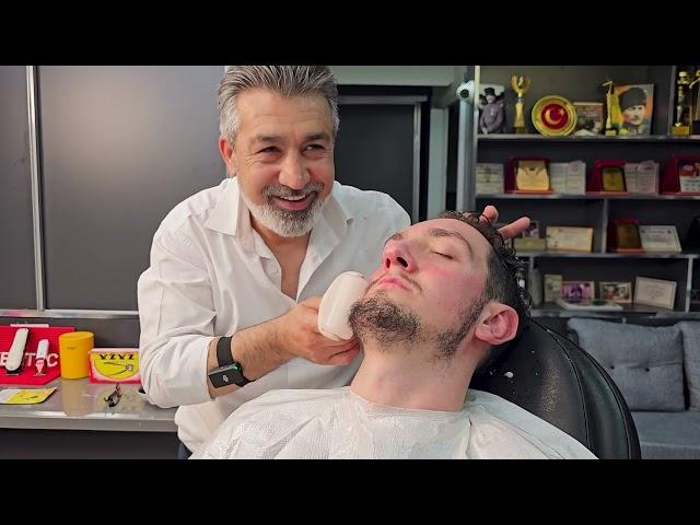 ASMR AMAZING RELAXING BODY AND FACE MASSAGE ON THE BARBER CHAIR WITH @yigitcansaybir3