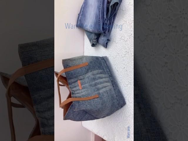 How to sew denim tote bag from old jeans #wandeeeasysewing #totebagtutorial #diytotebag