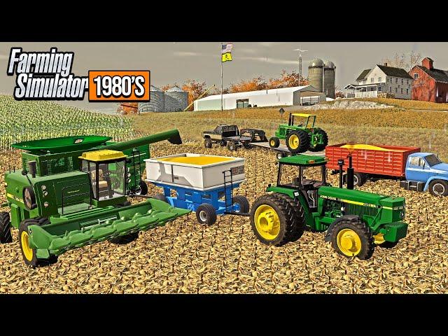 1980'S IOWA CORN HARVEST! (JD 8820, 4955, 4440 & GRAIN TRUCK) | FARMING SIMULATOR 2019