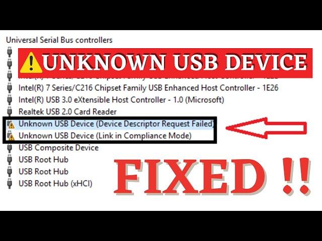 Unknown usb device- Device descriptor request failed