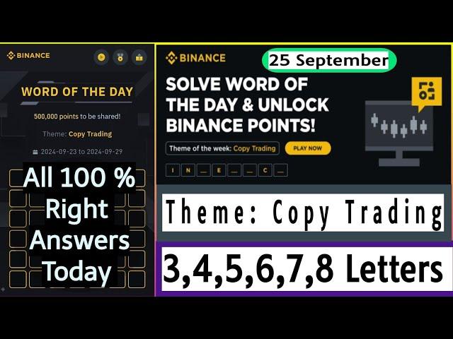 Wodl 25 September | Copy Trading WOTD | Binance word of the day | Binance Wodl answer today