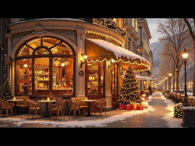 Christmas Jazz Music 2025 with Snowfall for Unwind, Study  Cozy Christmas Coffee Shop Ambience