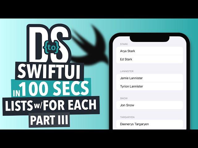 SwiftUI Basics: List using ForEach for Sections in 100 Seconds Part III