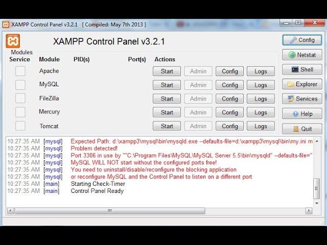 XAMPP : MySQL Service Detected With Wrong Path Resolved 100% working