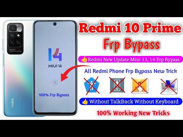 Redmi 10 Prime || FRP Lock Bypass || MIUI 14 || Google Account Bypass || Without Pc | New Trick 2024