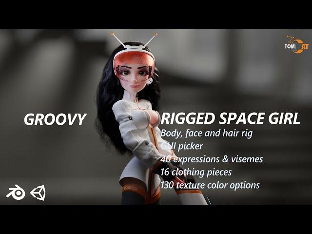 Groovy Space Girl - Rigged character for Blender and Unity