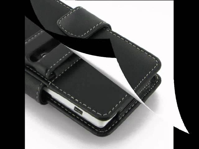 PDair Leather Case for Sony Xperia J ST26 - Horizontal Pouch Type (Black)