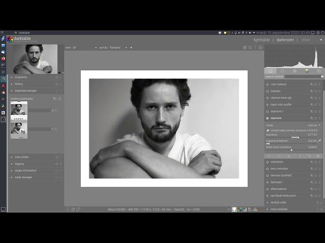 darktable live edit : dodging and burning to increase local contrast