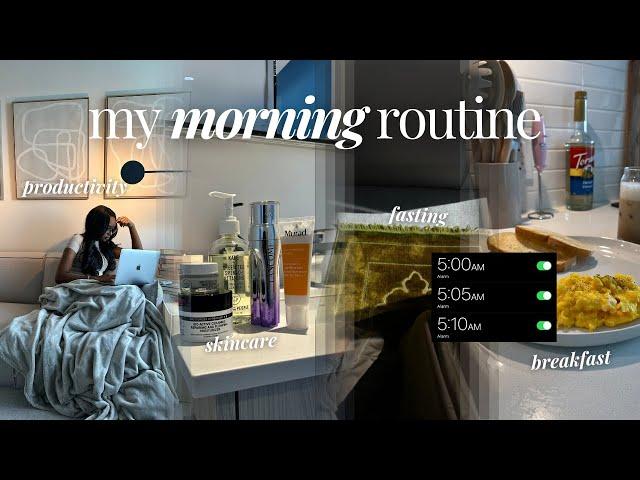 UPDATED MORNING ROUTINE | fasting + shower routine + productivity