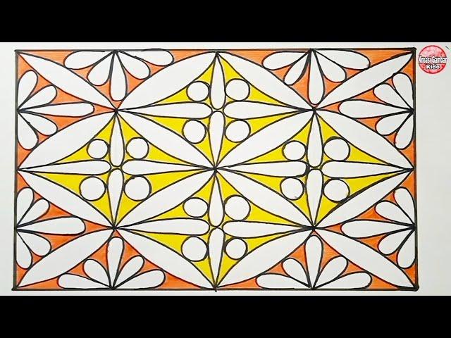 Menggambar Ragam Hias Geometris Kombinasi Flora