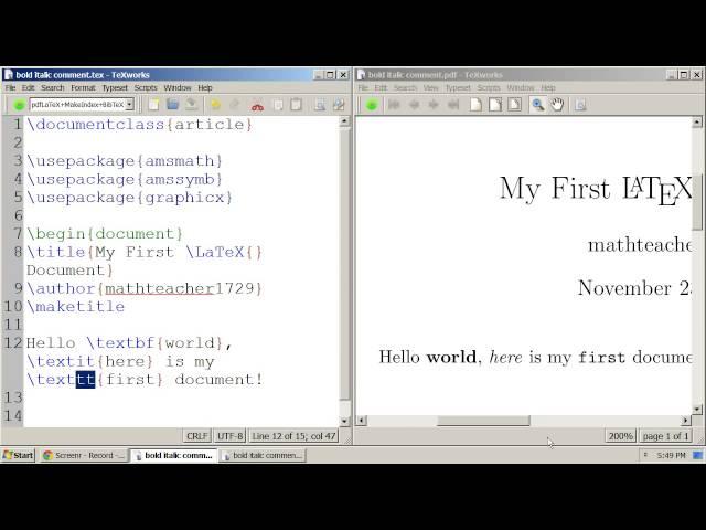 LaTeX Tutorial 02 bold italic fixed width font and commenting